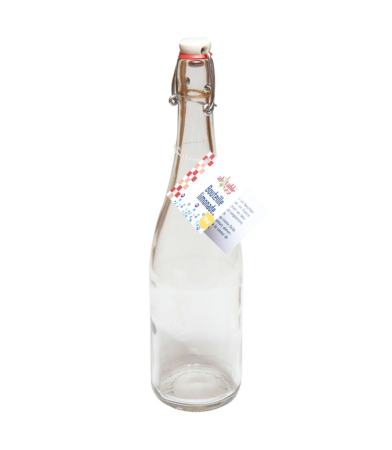 Bouteille Limonade Fond Rond En Verre Transparent 75cl Avec Bouchon