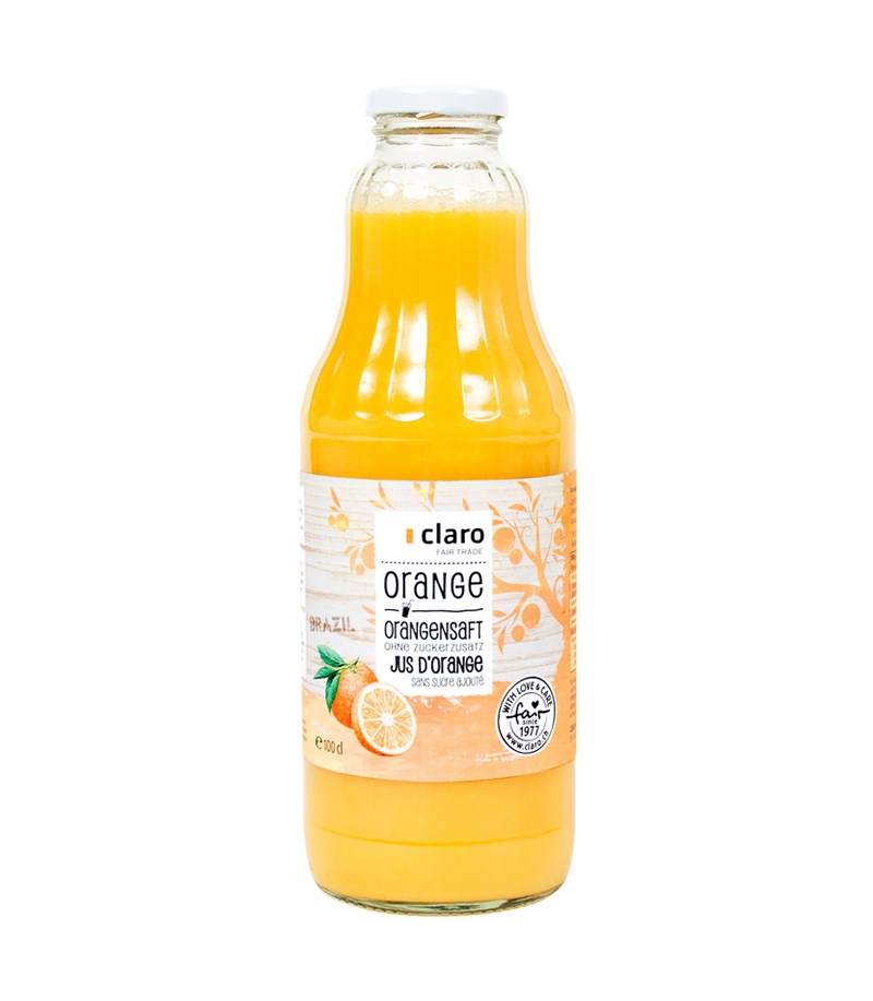 Orangensaft ohne Claro Zuckerzusatz 1l