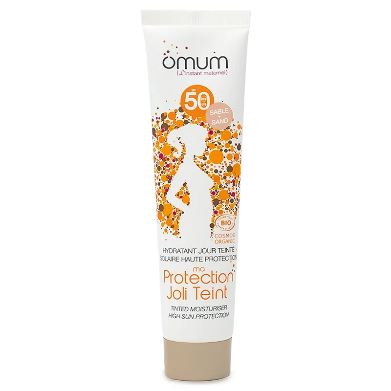 Feuchtigkeitsspendende getönte Sand BIO-Sonnencreme LSF 50 - 40ml - Omum