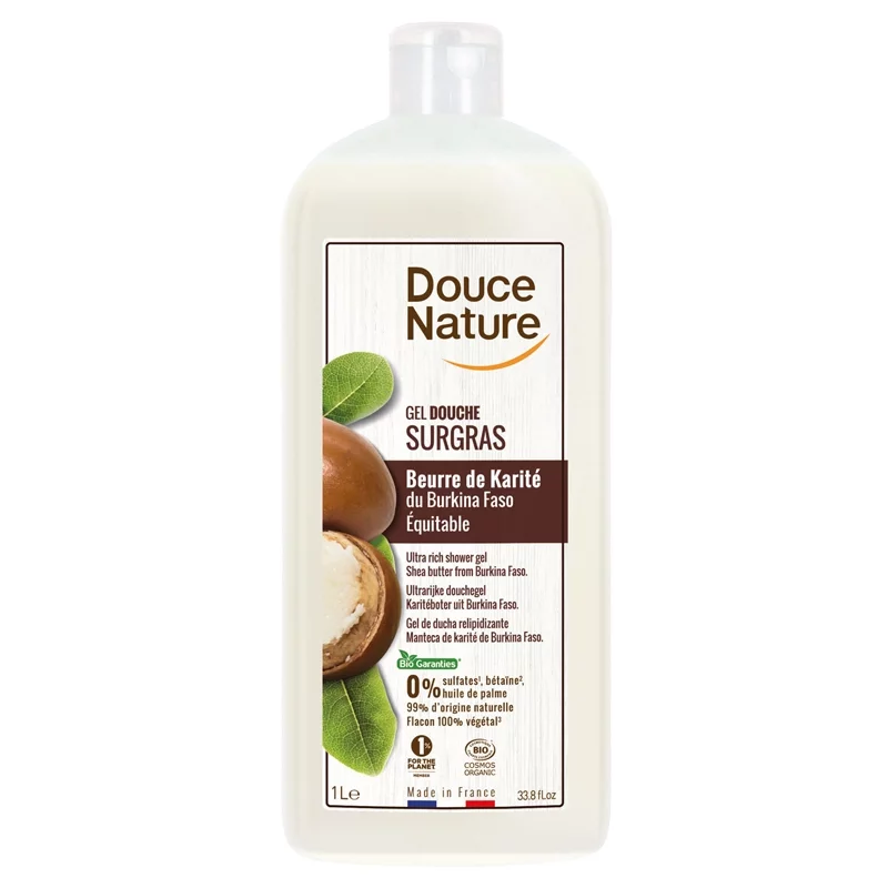 Gel douche surgras BIO beurre de karité - 1l - Douce Nature