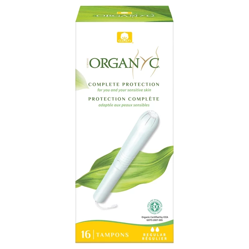 Tampons regular avec applicateur BIO flux léger-moyen - 16 pièces - Organyc﻿