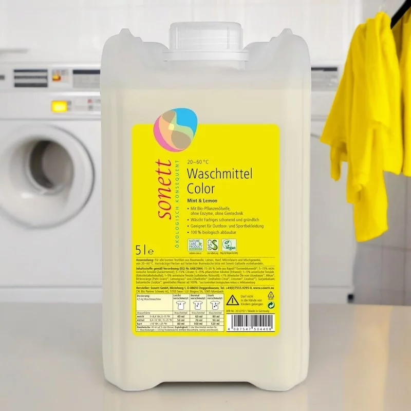 Ökologisches Flüssigwaschmittel Color Minze & Lemongrass - 5l - Sonett﻿