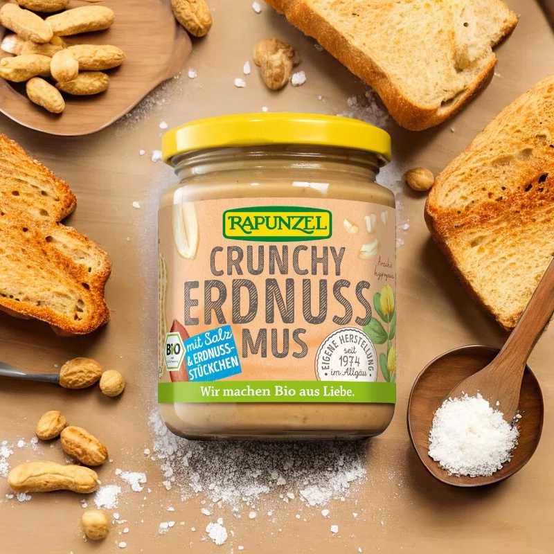 Purée de cacahuètes avec sel Crunchy BIO - 250g - Rapunzel