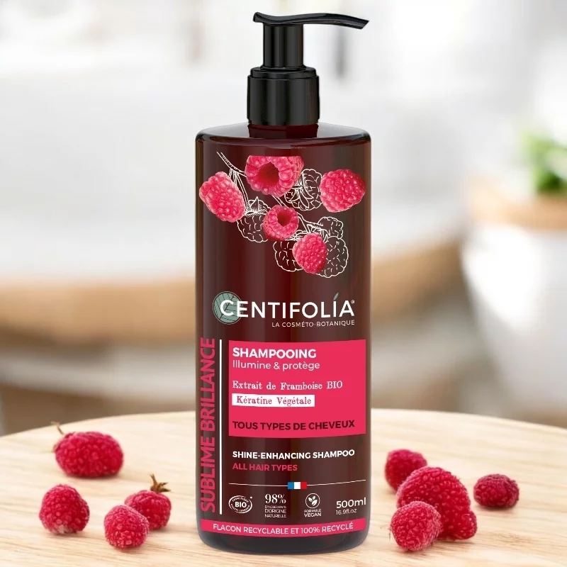 Shampooing sublime brillance BIO framboise & kératine - 500ml - Centifolia