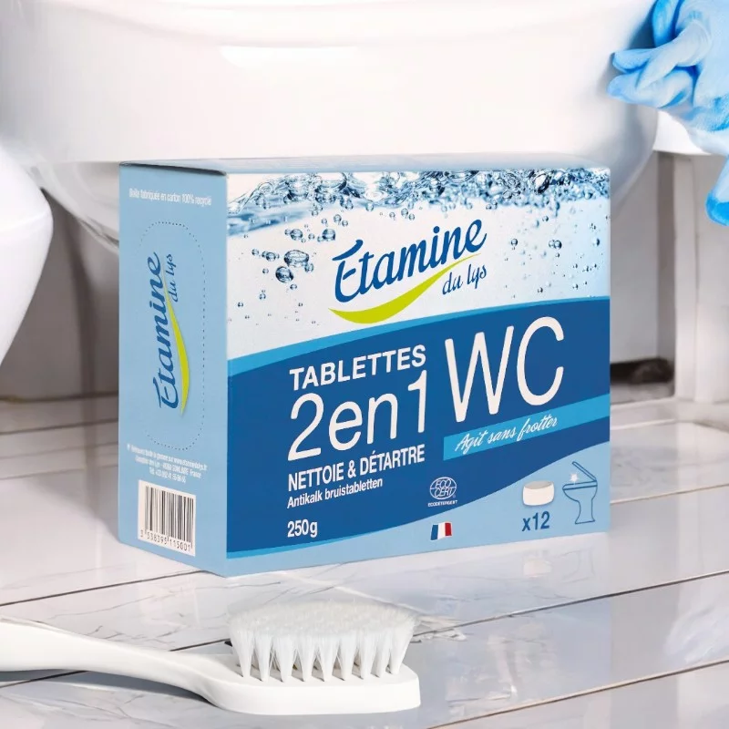 Tablettes WC 2 en 1 écologiques sans parfum - 12 tablettes - Etamine du Lys