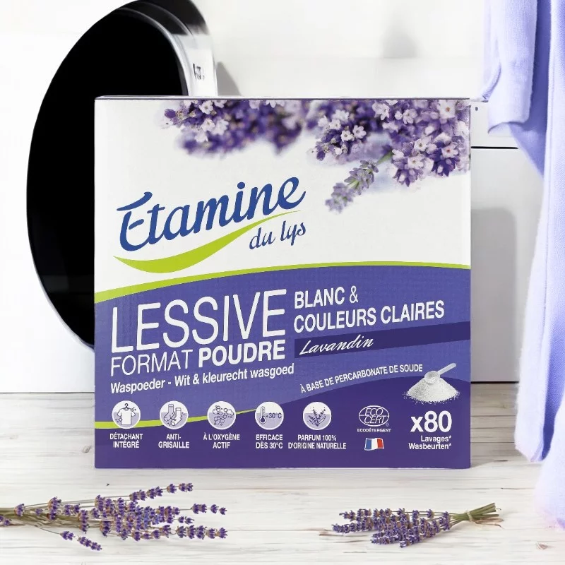 Lessive poudre blanc & couleurs claires éco lavandin - 4kg - Etamine du Lys