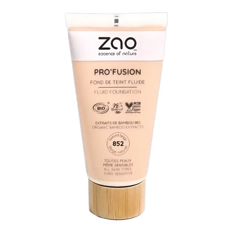 Fond de teint fluide beige naturel N°852 BIO - 30ml - Zao