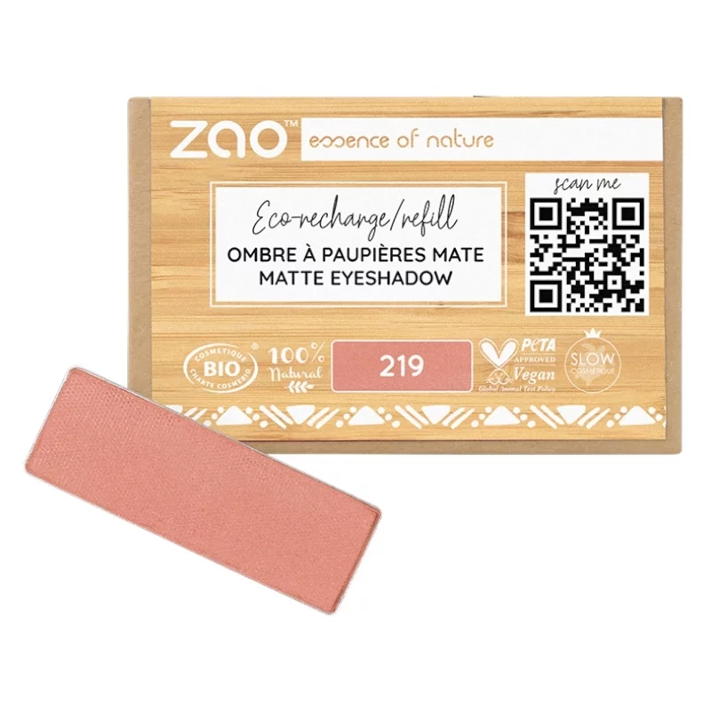 Ombre à paupières mate Rose terracotta N°219 BIO (Recharge) - 1,3g - Zao