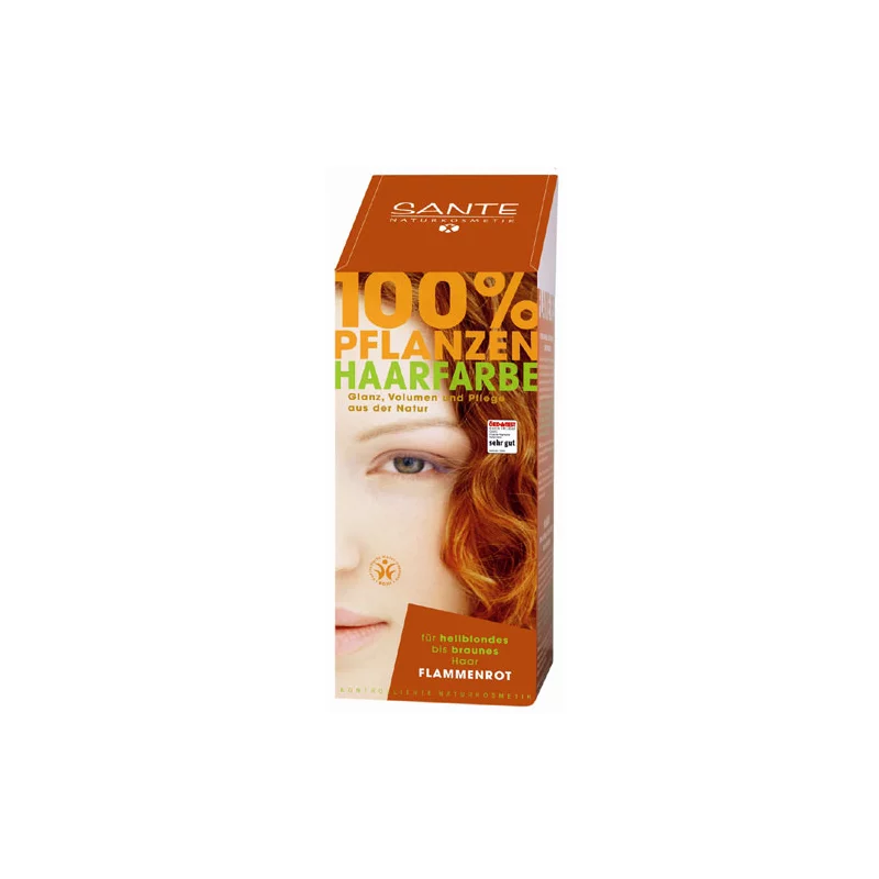 BIO-Pflanzen-Haarfarbe Pulver 100g Flammenrot Sante