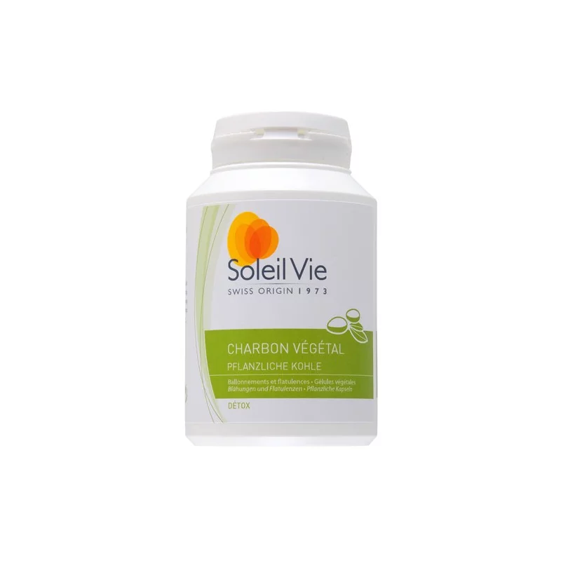 Charbon végétal - 100 gélules 275mg - Soleil Vie