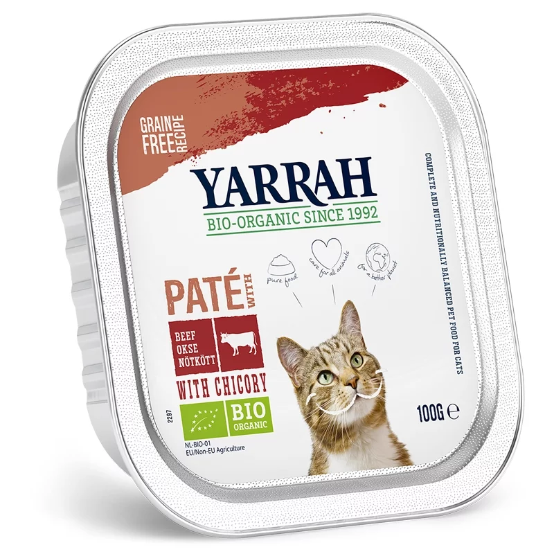 Pâté boeuf avec chicorée pour chat BIO Yarrah 100g