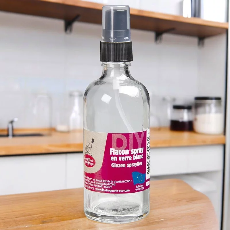 Flacon spray en verre transparent 100ml - La droguerie écologique
